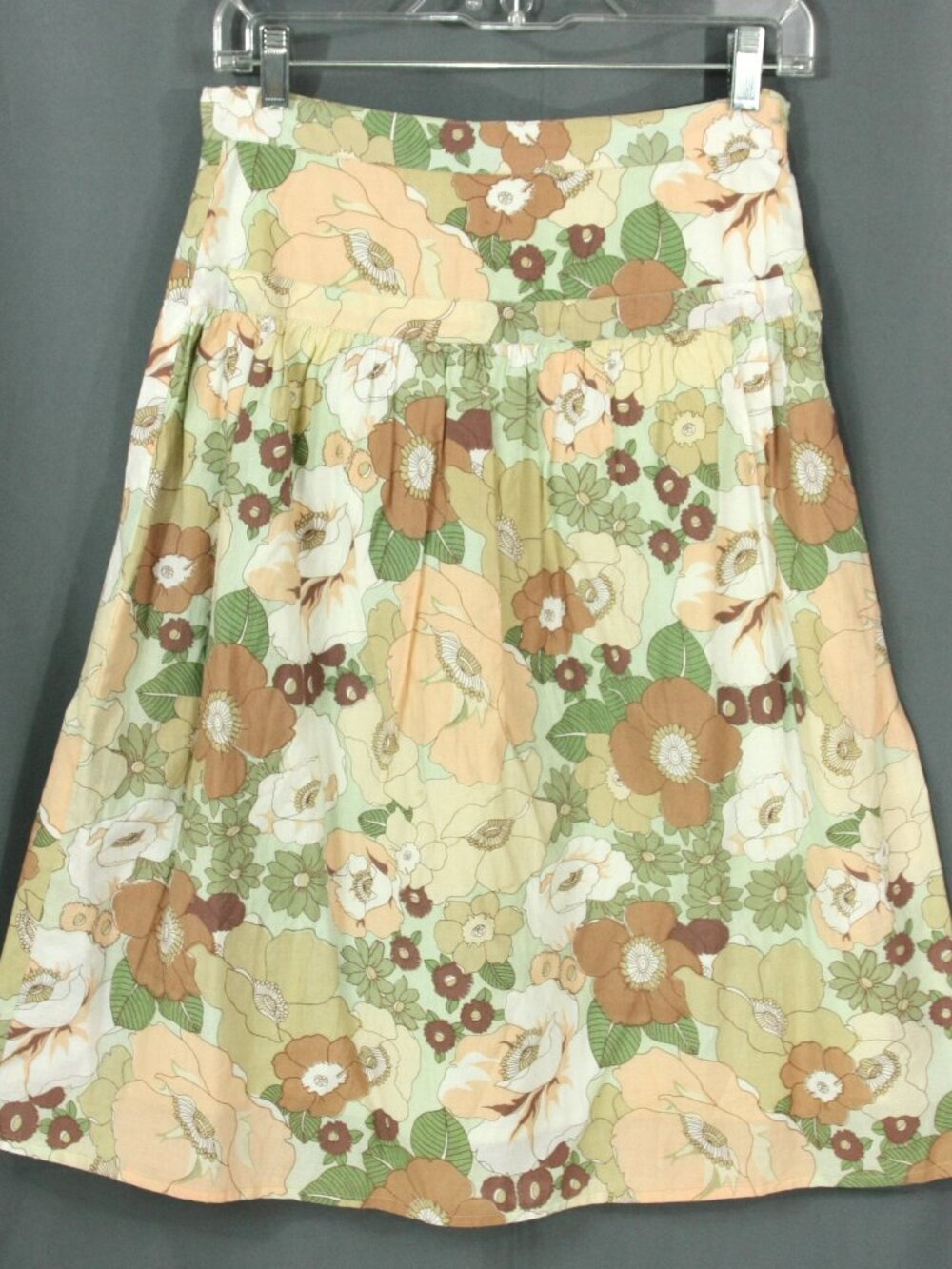 Ishyu Khaki Floral Cotton A Line Midi Tea Length Skirt 4 Whimsy Romance